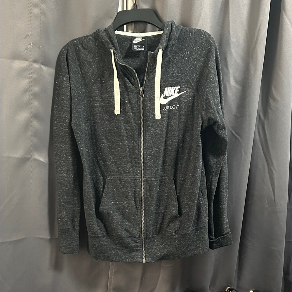 Nike Charcoal Zip-Up Hoodie with White Accents
